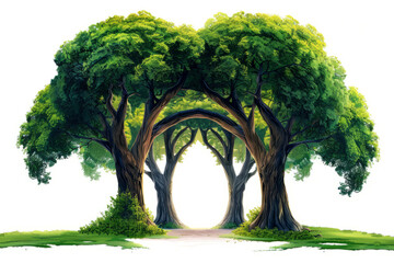 A group of trees that form a natural archway, png