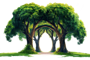 A group of trees that form a natural archway, png