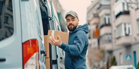Fototapeta premium Modern Delivery Professional in Action