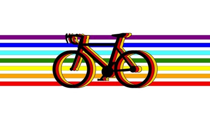 Fototapeta premium Germany by bicycle, silhouettes of bicycles make up the German flag behind the colors of the rainbow, traveling is color and joy. Pride in a healthy and ecological sport.