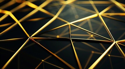 Abstract luxury background with golden lines on black background Gold polygonal random network shine glitter design Premium minimal animated banner Modern seamless looped animation Dar : Generative AI