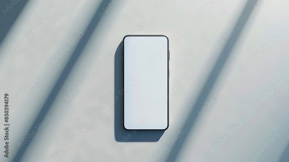 Poster Smartphone with a blank screen on a white background Smartphone mockup closeup isolated on white background : Generative AI