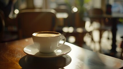 Fototapeta premium cup of coffee on table in cafe : Generative AI