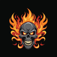 angry flames skull head vactor