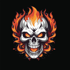 angry flames skull head vactor