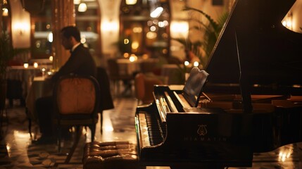 The image is a photo of the bar with piano.