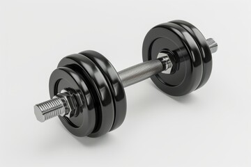 Fototapeta premium A black dumbbell with a silver handle