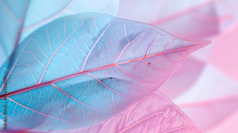 Poster macro leaves background texture blue turquoise pink color transparent skeleton leaves bright express