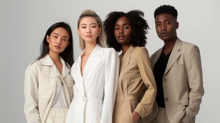 group of four models in minimalist style