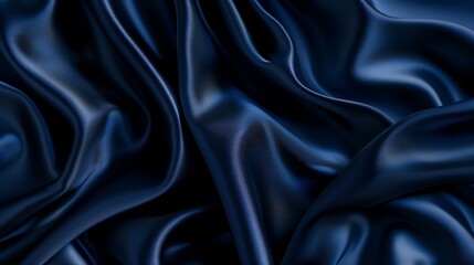 Obraz premium Abstract dark background Silk satin fabric Navy blue color Elegant background with space for design Soft wavy folds Christmas birthday anniversary award Template : Generative AI