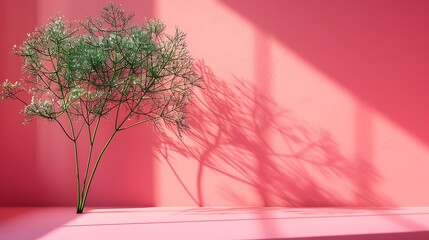 dill weed on a bright hot pink surface