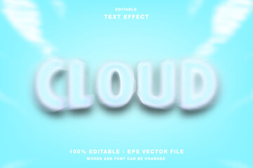 Cloud 3D Editable Text Effect Template Style Premium Vector