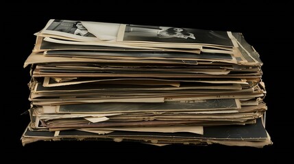Stack of old photos with clipping path for the inside : Generative AI