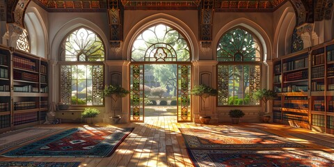 Obraz premium Interior Architecture of a Mosque: A Showcase of Islamic Art and Design