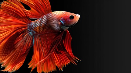 Fototapeta premium Close up art movement of Betta fish,Siamese fighting fish isolated on black background.Fine art design concept