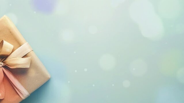 christmas gift box with ribbon. high quality. wide copy space. greetings video