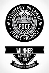 Obraz premium a vector illustration of a police badge, military, law enforcement, military, black and white, Emblem, Shield, Insignia, Officer, Authority, Security, Protection, Honor, Duty, Symbol, Justice