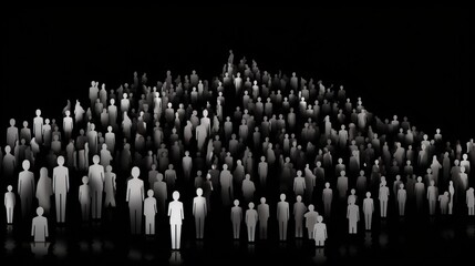 Naklejka premium World Population Day. Group of different people, dark background. AI generated.