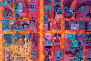 Obraz premium heat map of the city center arial view