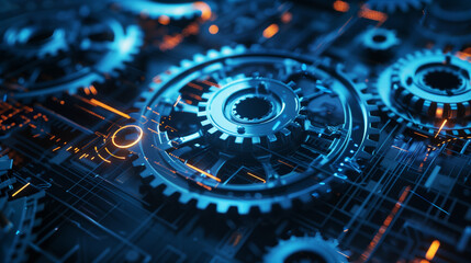 Precision in Motion: Intricate Network of Gears and Cogs，Industrial gear motion