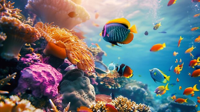 Underwater Colorful Tropical Fishes Tropical underwater sea fishes Underwater fish reef marine Tropical colorful seascape Underwater reef Reef coral scene Coral garden seascape : Generative AI