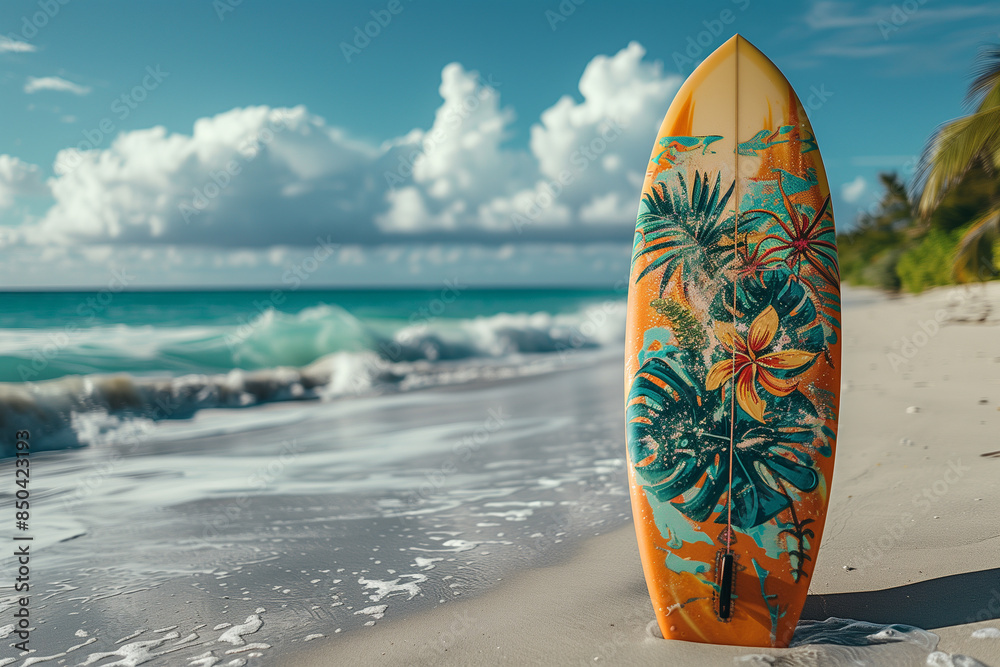 Wall mural surfboard on the beach