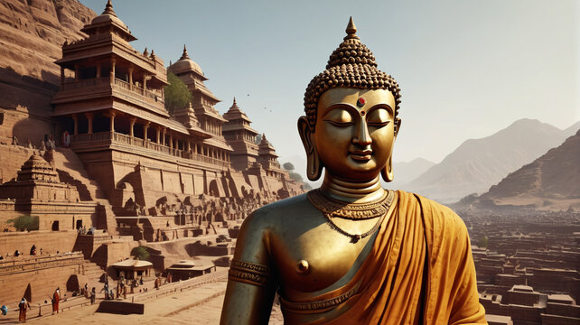 Mesmerizing culture of ancient India, with the Indus Valley Civilization and the teachings of the Buddha, Generative AI