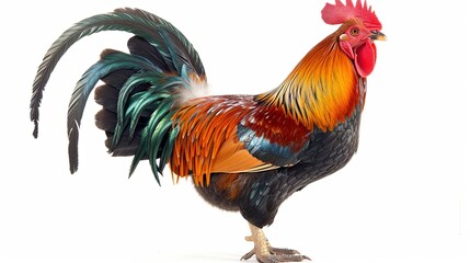 Fototapeta premium beautiful male rooster isolated on white background