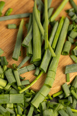 green onions on the table during cooking