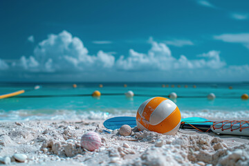 Obraz premium ball on the sand on the beach