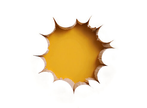 Big paper hole in center of yellow background