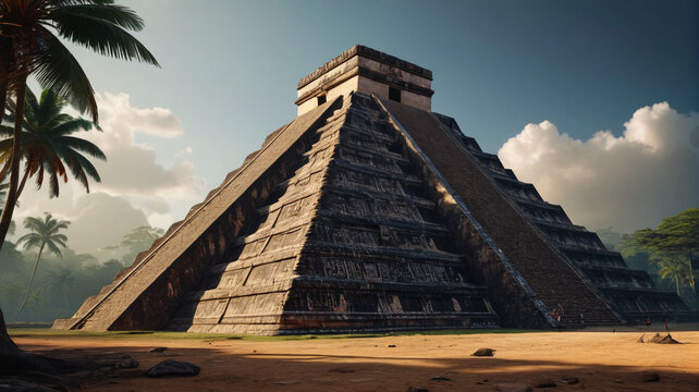 Intriguing civilization of ancient Maya, known for their impressive pyramids and advanced calendar system, Generative AI