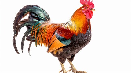 Fototapeta premium beautiful male rooster isolated on white background