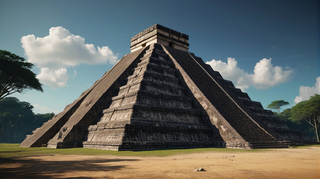 Intriguing civilization of ancient Maya, known for their impressive pyramids and advanced calendar system, Generative AI