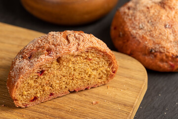 a red bun with the addition of red beetroot vegetables