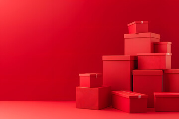 Naklejka premium minimalist red background with red delivery boxes
