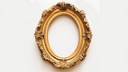 Gold vintage frame isolated on white background : Generative AI