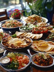 Obraz premium A table filled with tacos and chips, great for parties or gatherings