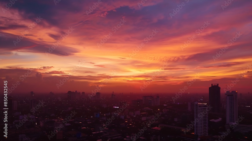 Poster sky sunset background panorama concept skyline top view evening sunset sky and the morning sunrise i
