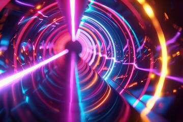 Fototapeta premium Warm hole and Tunnel of light. sci fi background