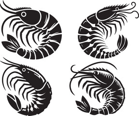 shrimp fish icon silhouette vector style with white background