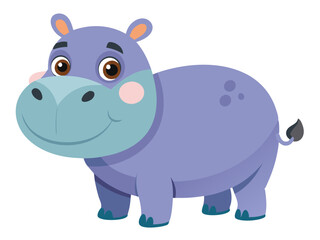 Hippo vector illustration, cute animal vector illustration, Hippo illustration vector, cute Hippo cartoon illustration