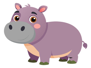 Hippo vector illustration, cute animal vector illustration, Hippo illustration vector, cute Hippo cartoon illustration