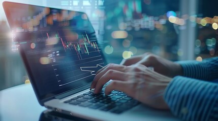 Real estate investment investor buy a house land location Investor work on laptop computer to invest real estate in office click on increase graph arrow Facility management concept : Generative AI