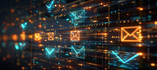 Fototapeta premium Laptop displaying email interface for real time communication and message exchange