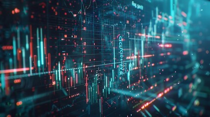 Fototapeta premium captures a holographic stock chart dashboard