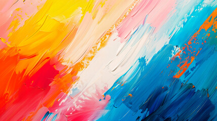 Vivid bright colors splash and blend in this dynamic abstract, forming a lively composition that captivates and energizes viewers. Banner. Copy space.