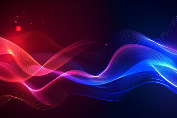Naklejka premium Abstract background with glowing wavy lines in blue and red colors. Dynamic flowing wave lines design element. Futuristic technology and sound wave pattern.