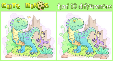 cute dinosaurs, find ten differences