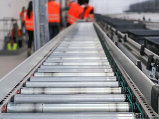 packing line in a logistics warehouse - ecommerce